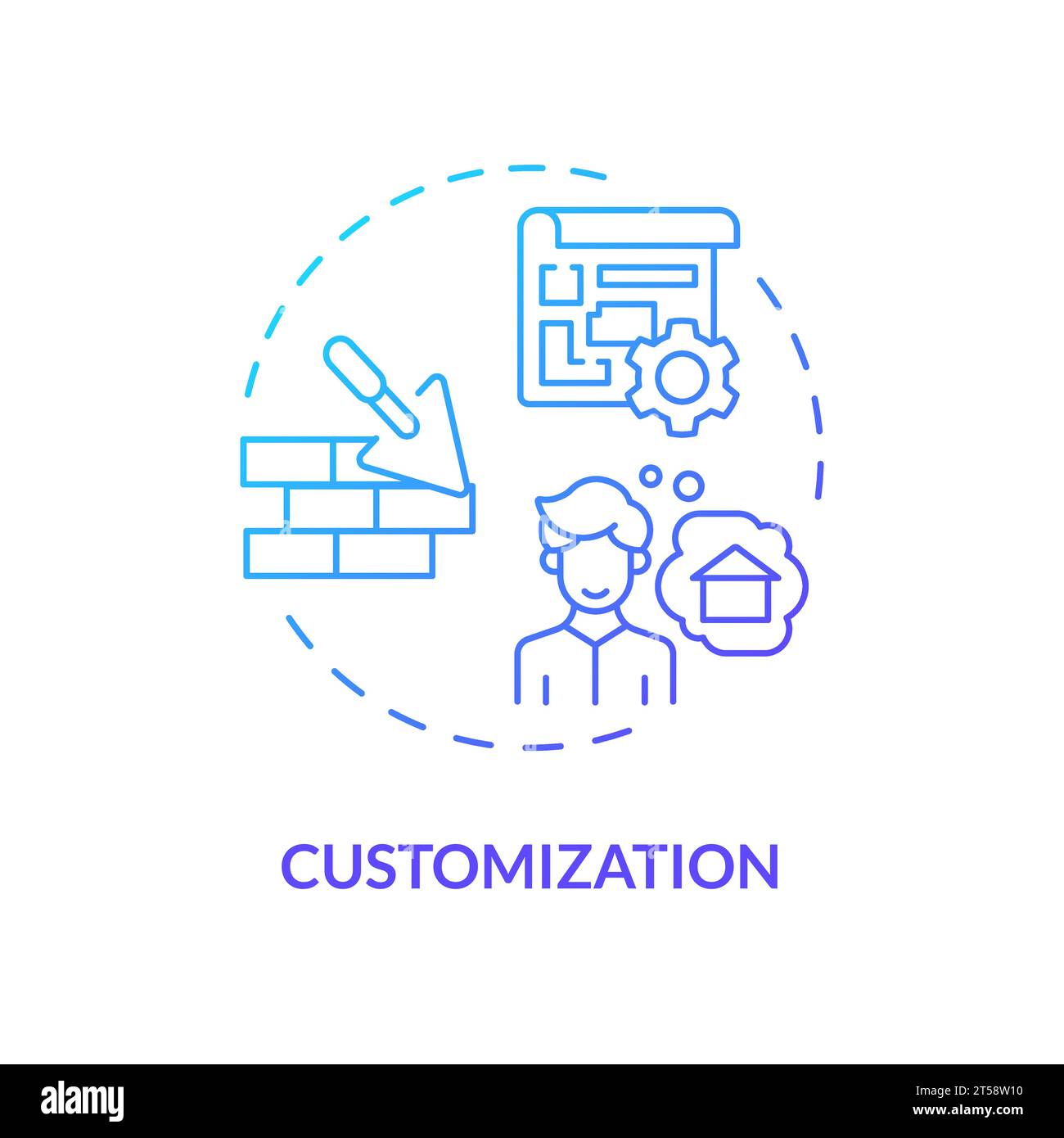 2D thin line gradient icon customization concept Stock Vector