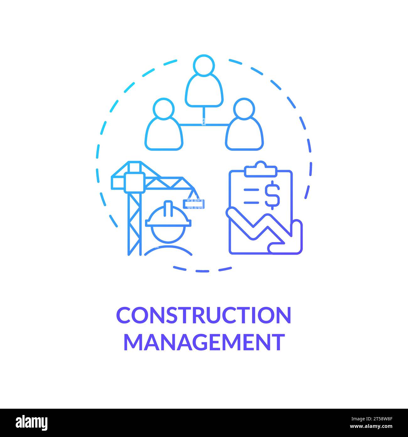 2D thin line gradient icon construction management concept Stock Vector