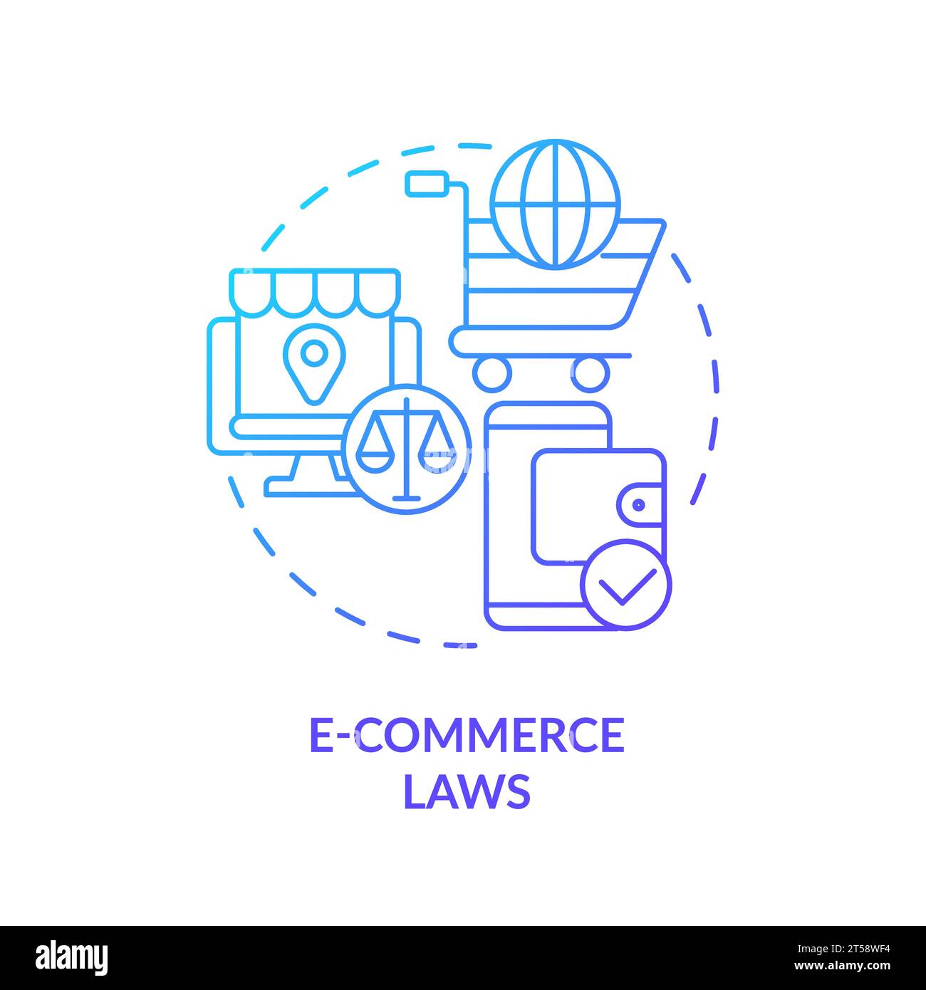 Thin line gradient icon e-commerce laws concept Stock Vector