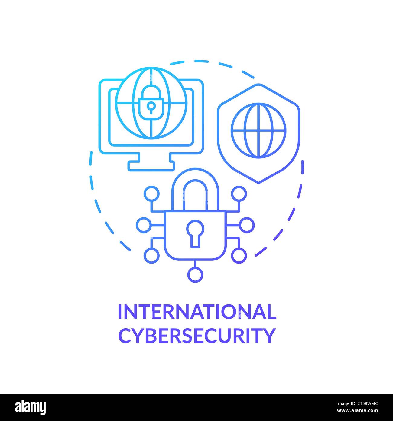 Thin line gradient icon international cybersecurity concept Stock Vector