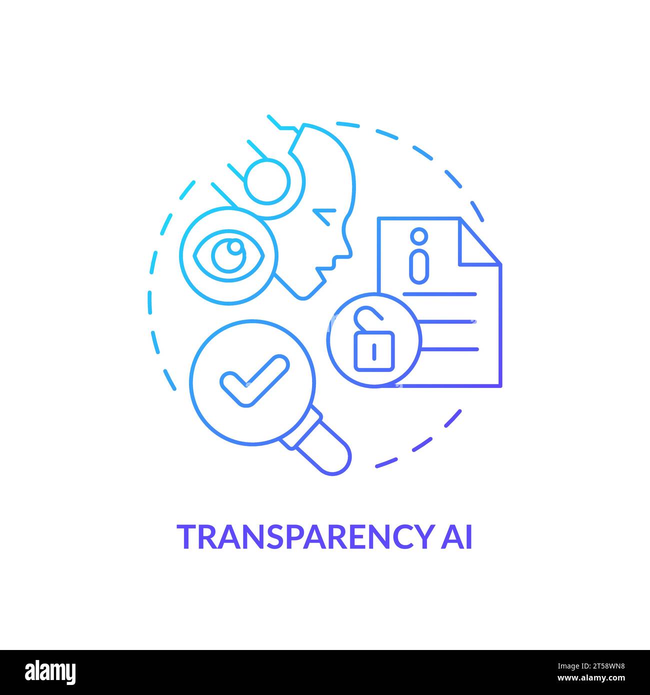 2D gradient transparency AI icon, simple isolated vector, cyber law ...