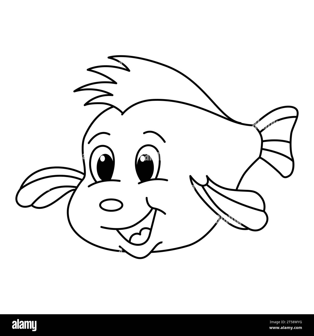 Cute fish cartoon coloring page for kids Vector Image Stock Vector