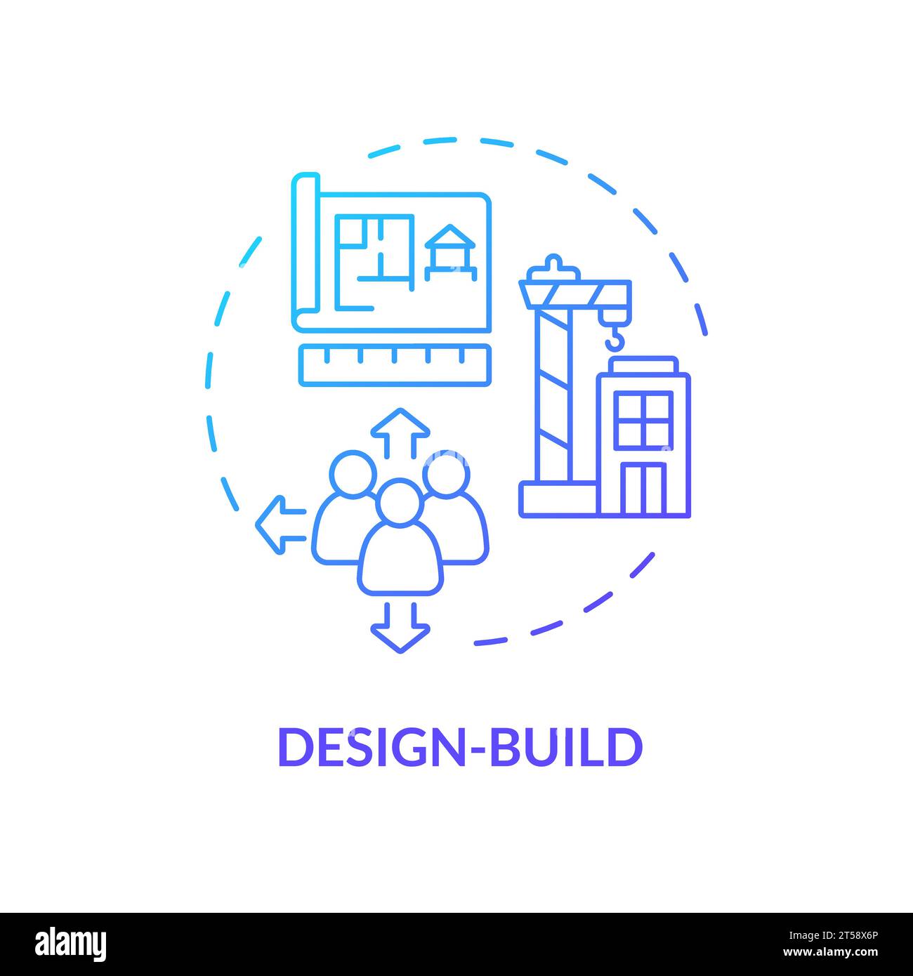 2D thin line gradient icon design build concept Stock Vector