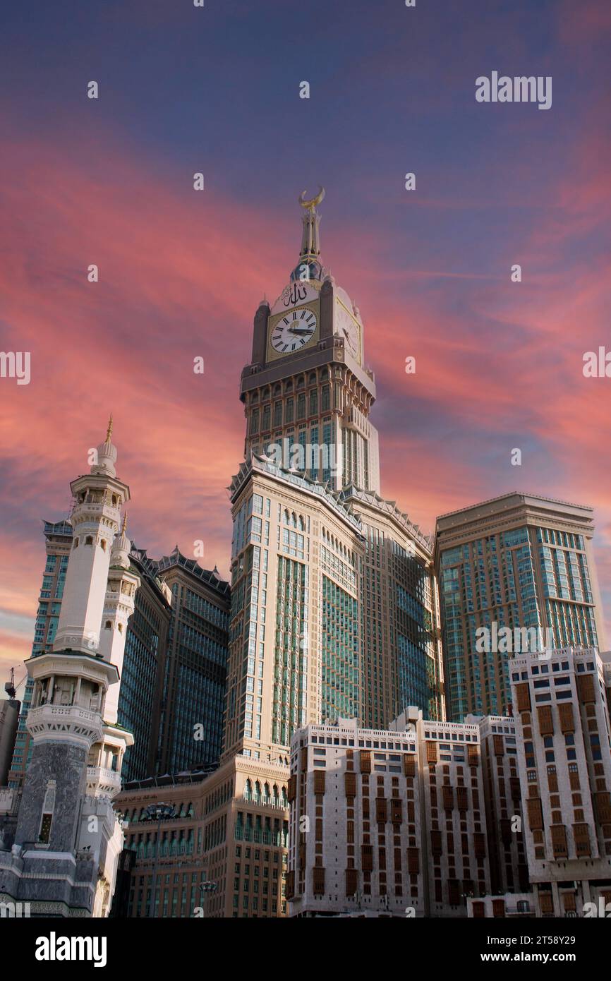 Royal Clock Tower Makkah in Makkah, Saudi Arabia. amazing sky Stock
