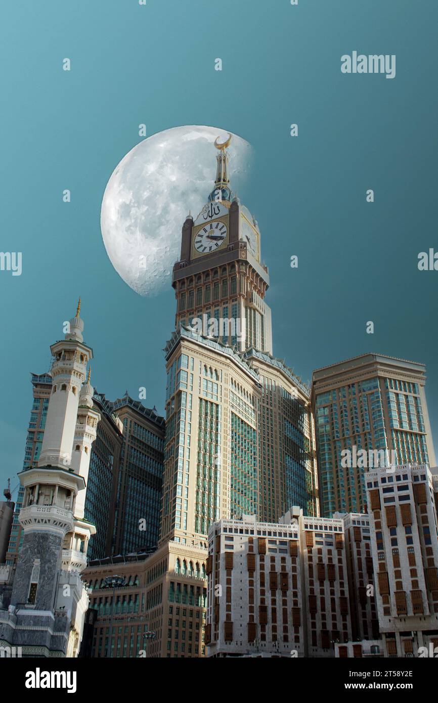 Royal Clock Tower Makkah in Makkah, Saudi Arabia. amazing sky Stock
