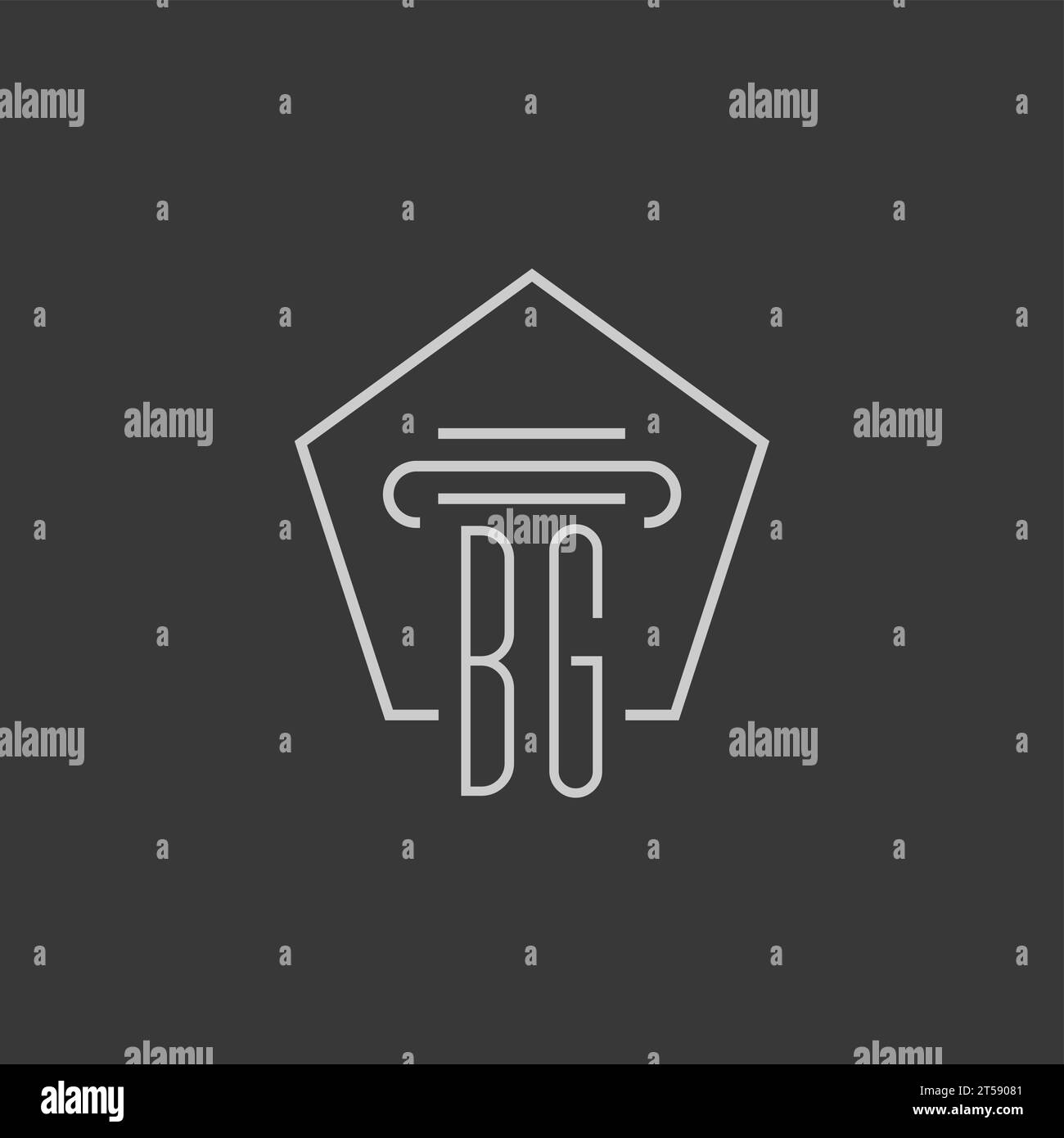 initial monogram BG with monoline pillar logo design ideas Stock Vector ...