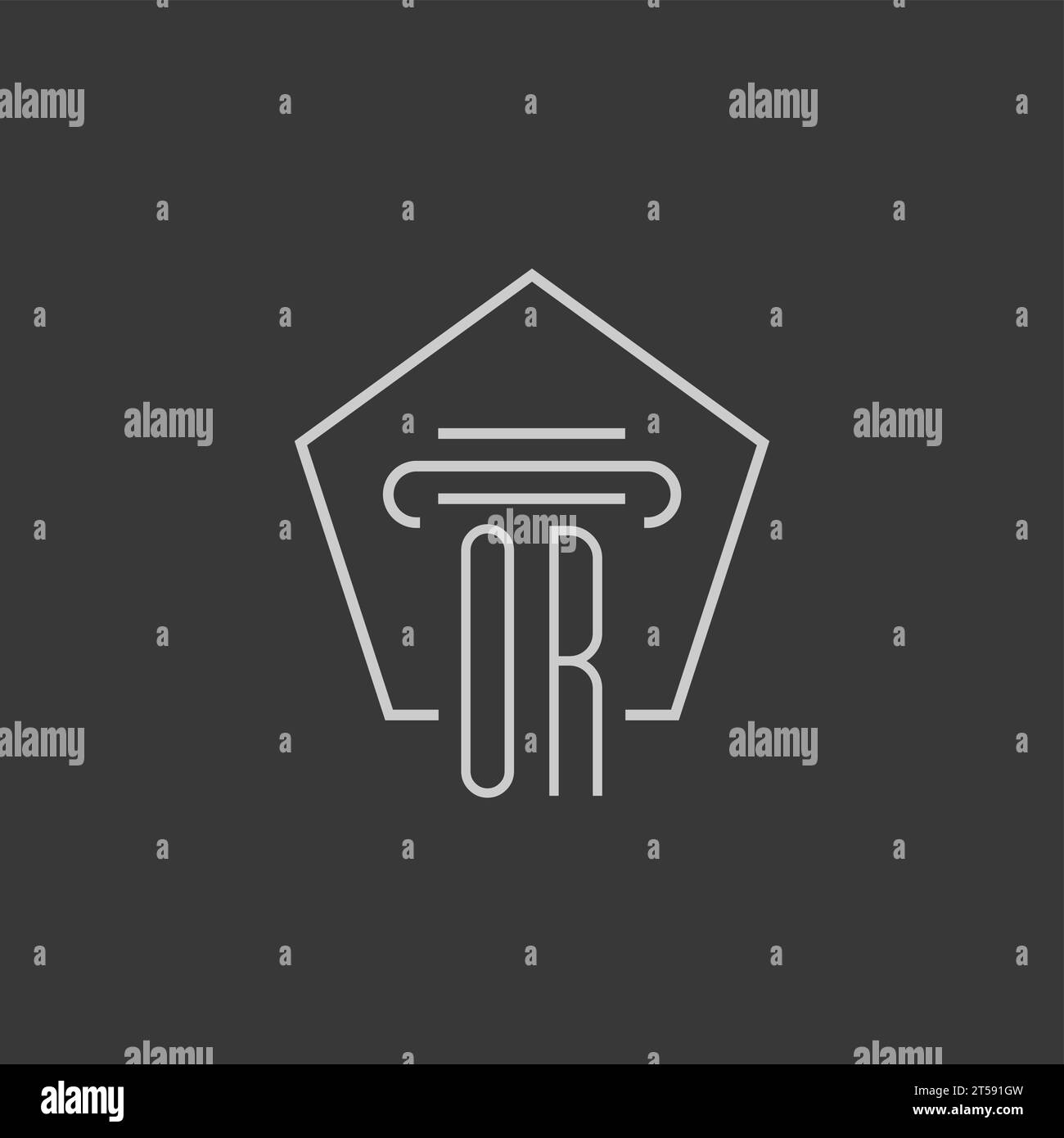 initial monogram OR with monoline pillar logo design ideas Stock Vector ...