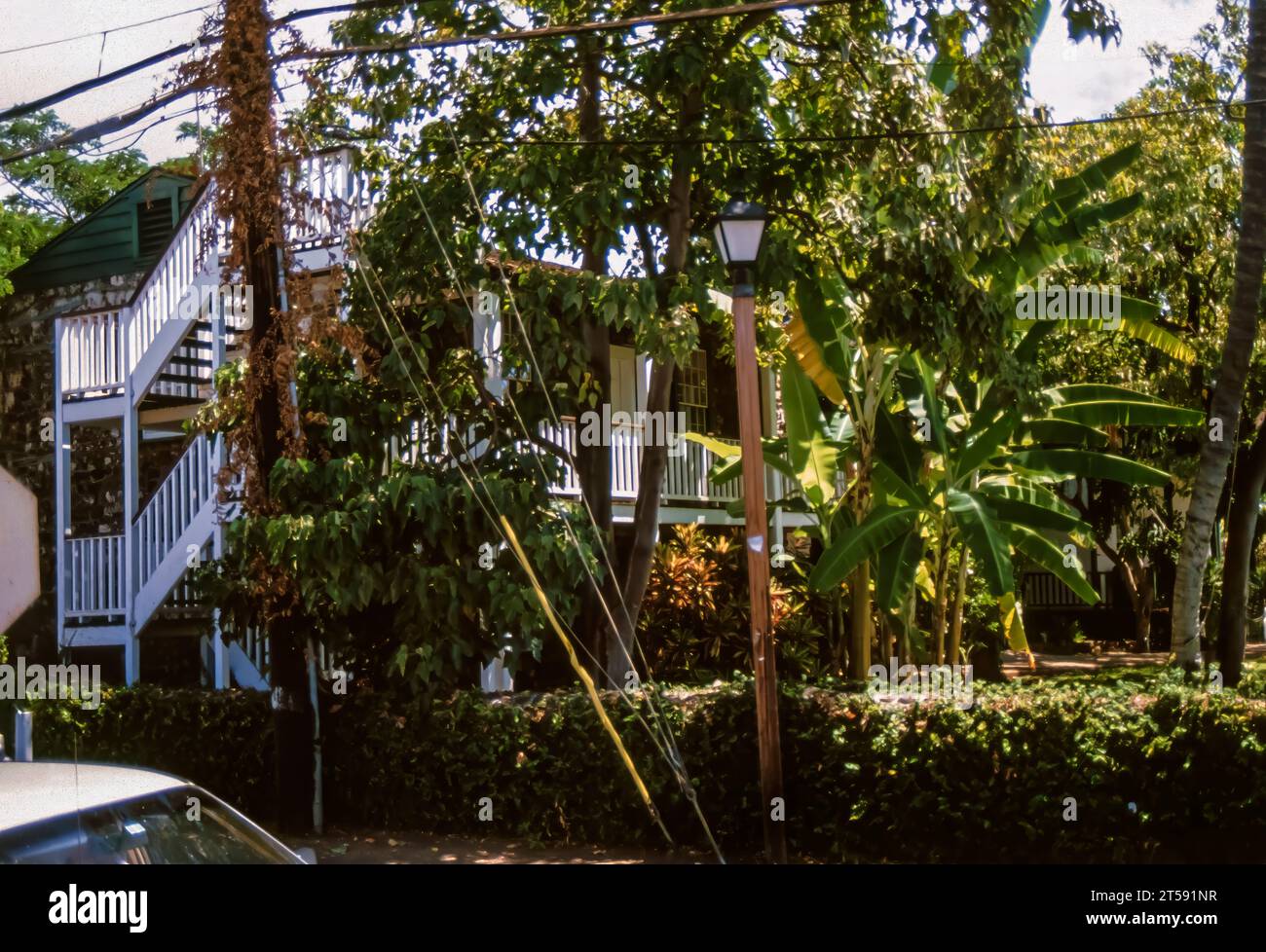 Lahaina, Maui, Hawaii, June 2, 1989 - Old Slide of Historic Site, the Baldwin Home in Lahaina Harbor, on a Beautiful Sunny Summer Day Stock Photo