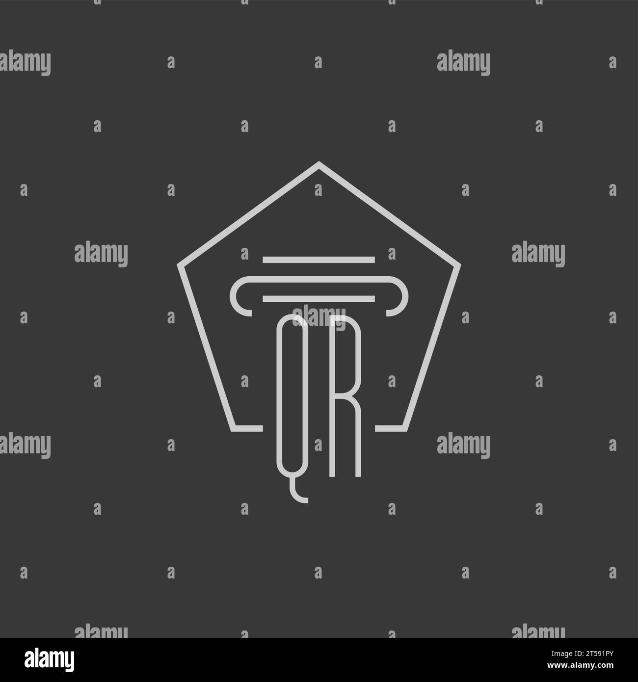 initial monogram QR with monoline pillar logo design ideas Stock Vector ...
