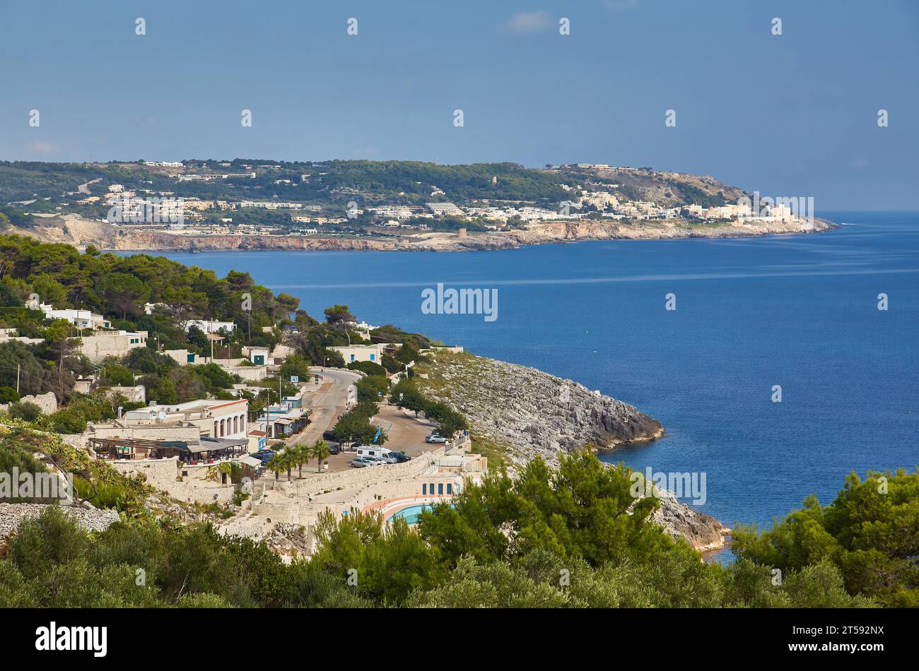 Panoramic view of Santa Maria di Leuca, Marina di Leuca and Punta Ristola, Apulia, Italy Stock Photo