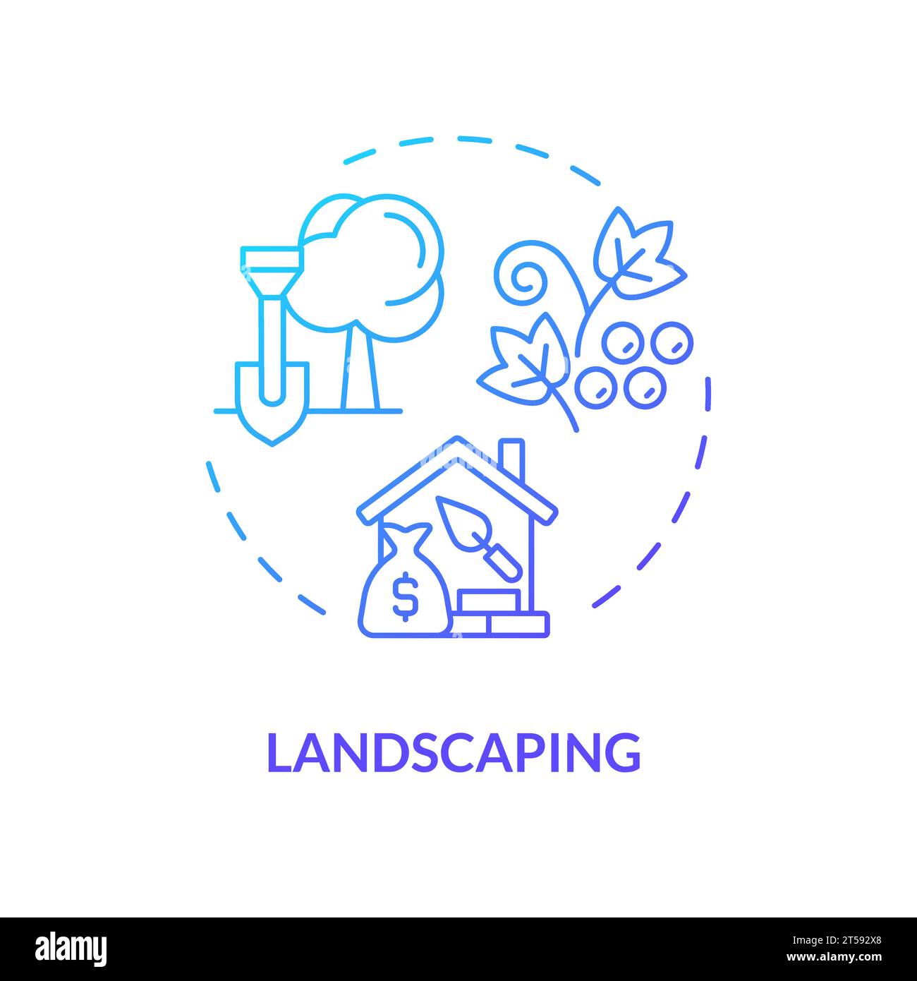 2D thin line gradient icon landscaping concept Stock Vector