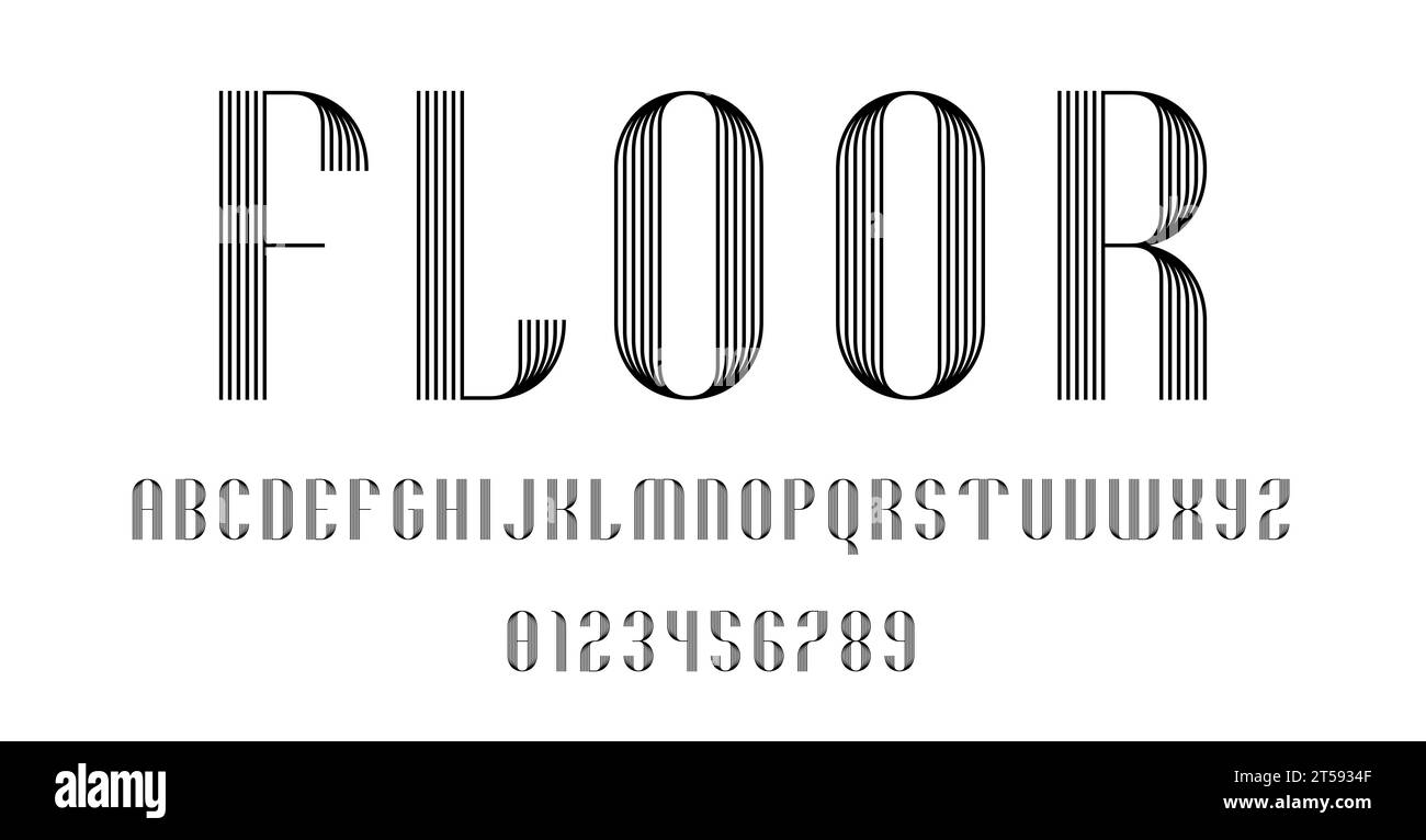 Set of alphabets font letters and numbers modern abstract design with ...