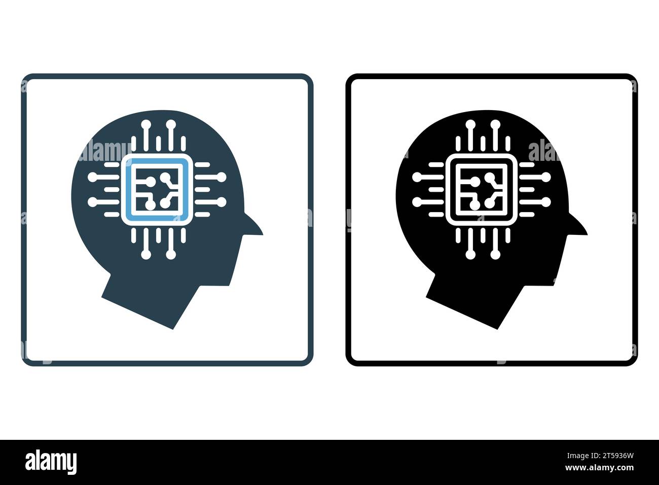 humanoid icon. head with cpu. icon related to affiliate intelligence, device, computer technology. solid icon style. simple vector design editable Stock Vector