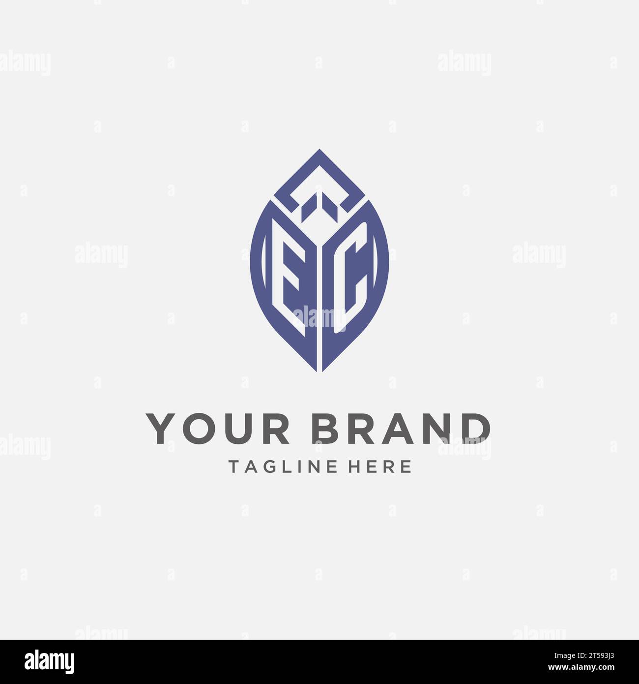 EC logo with leaf shape, clean and modern monogram initial logo design vector graphic Stock Vector