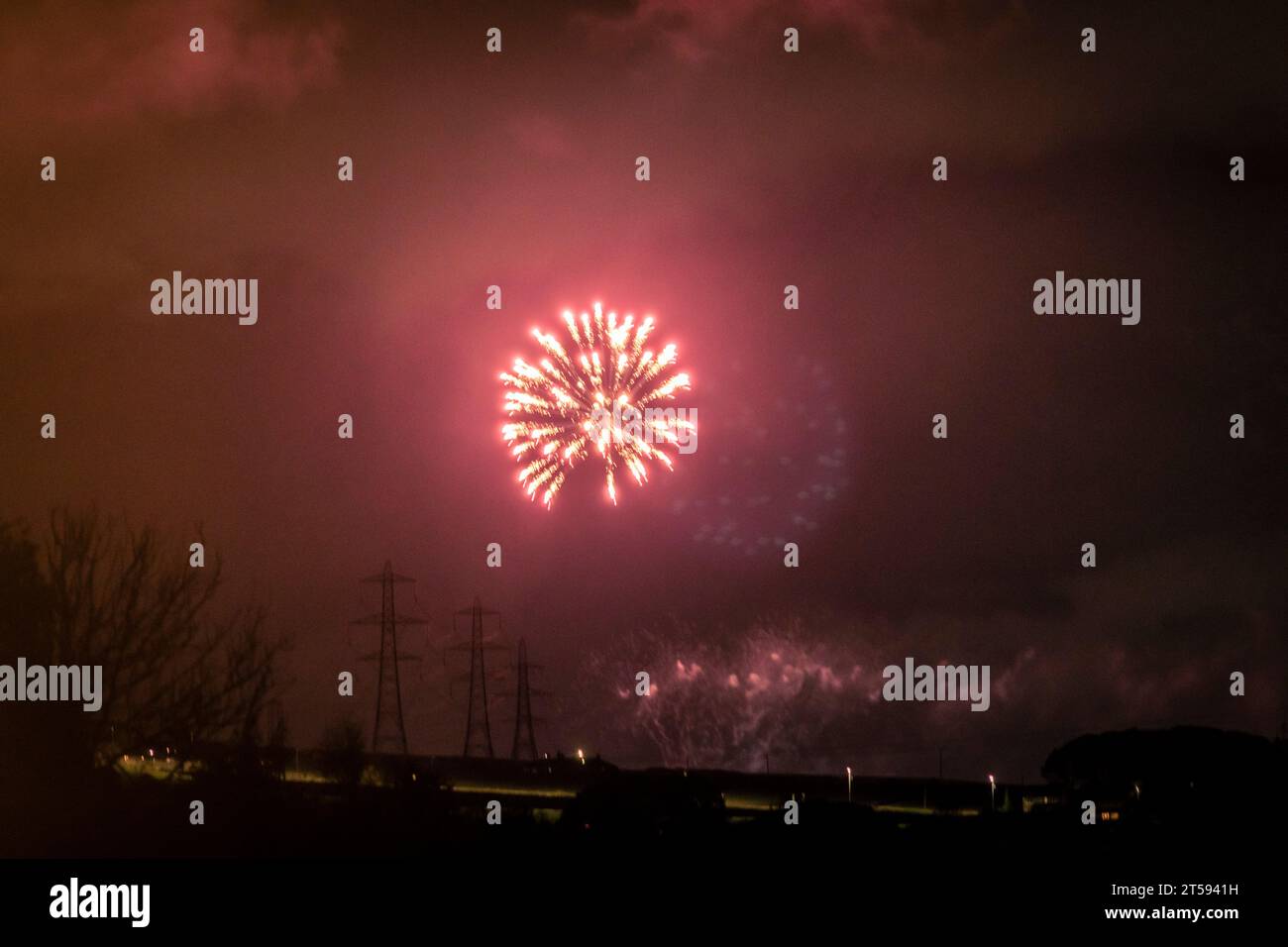 West Yorkshire, UK. 3rd Nov, 2023. A private firework display dominates