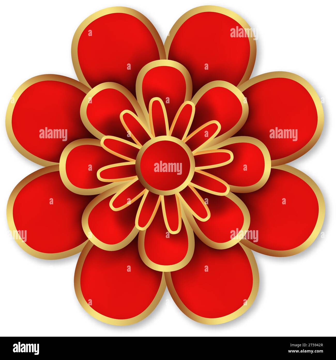 Chinese Lunar New Year flower element. Suitable for concept Lunar New Year holiday card, banner, poster, flyer. Vector illustration. Stock Vector