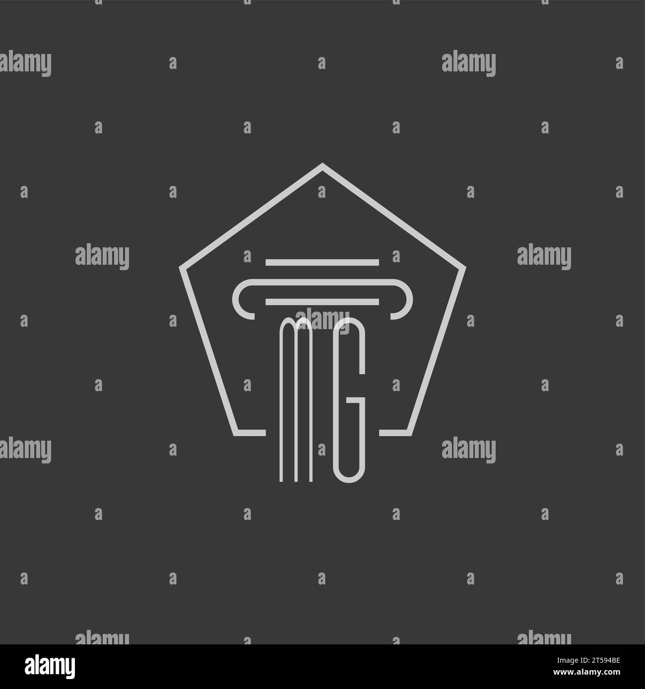 initial monogram MG with monoline pillar logo design ideas Stock Vector ...