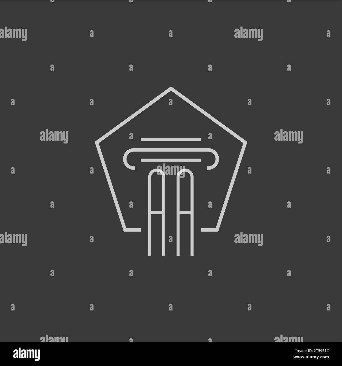 initial monogram AA with monoline pillar logo design ideas Stock Vector
