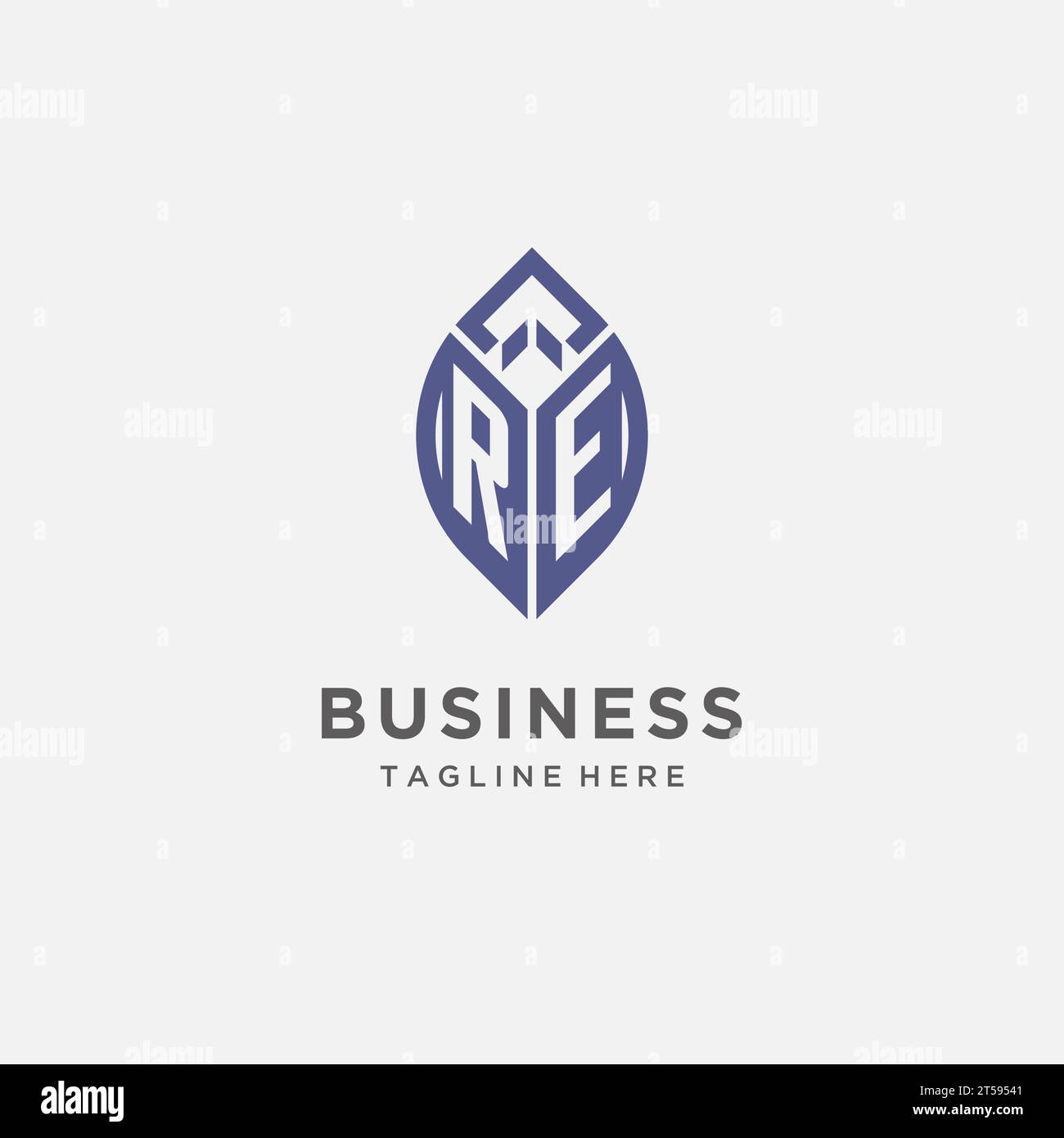 RE logo with leaf shape, clean and modern monogram initial logo design vector graphic Stock Vector