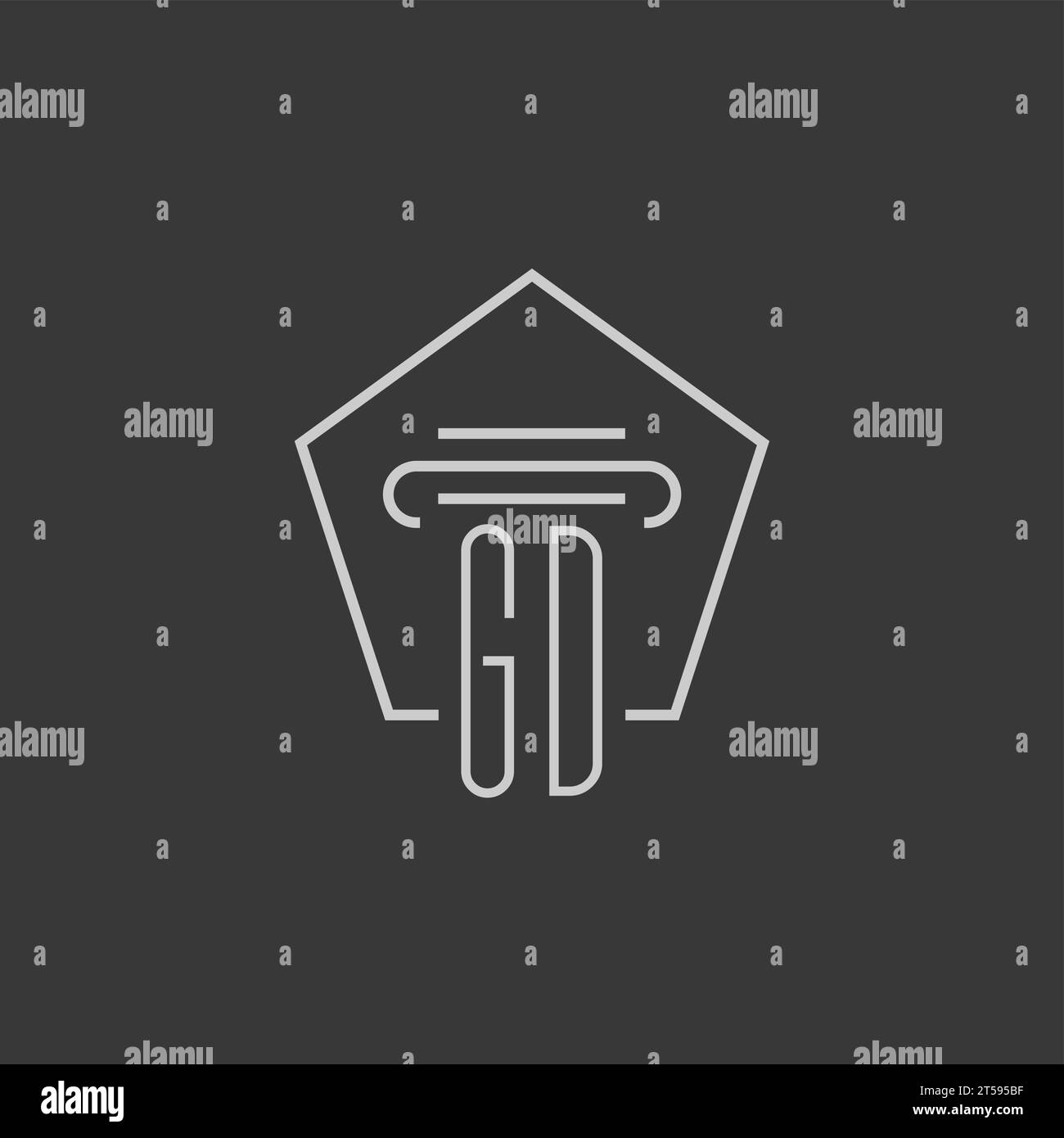 initial monogram GD with monoline pillar logo design ideas Stock Vector