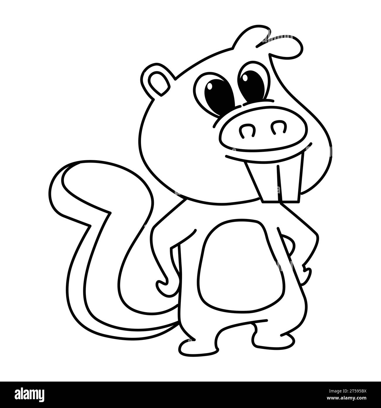 Cute beaver cartoon coloring page Royalty Free Vector Image Stock