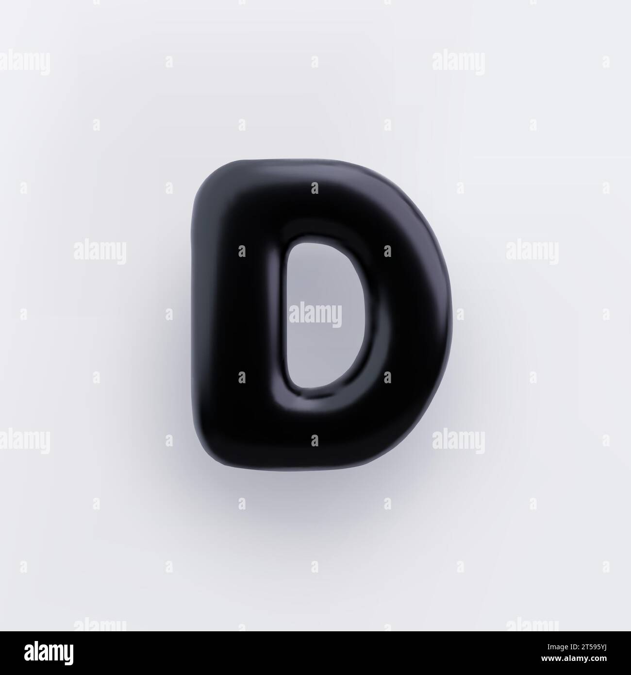 3D Black letter D with a glossy surface on a white background Stock ...