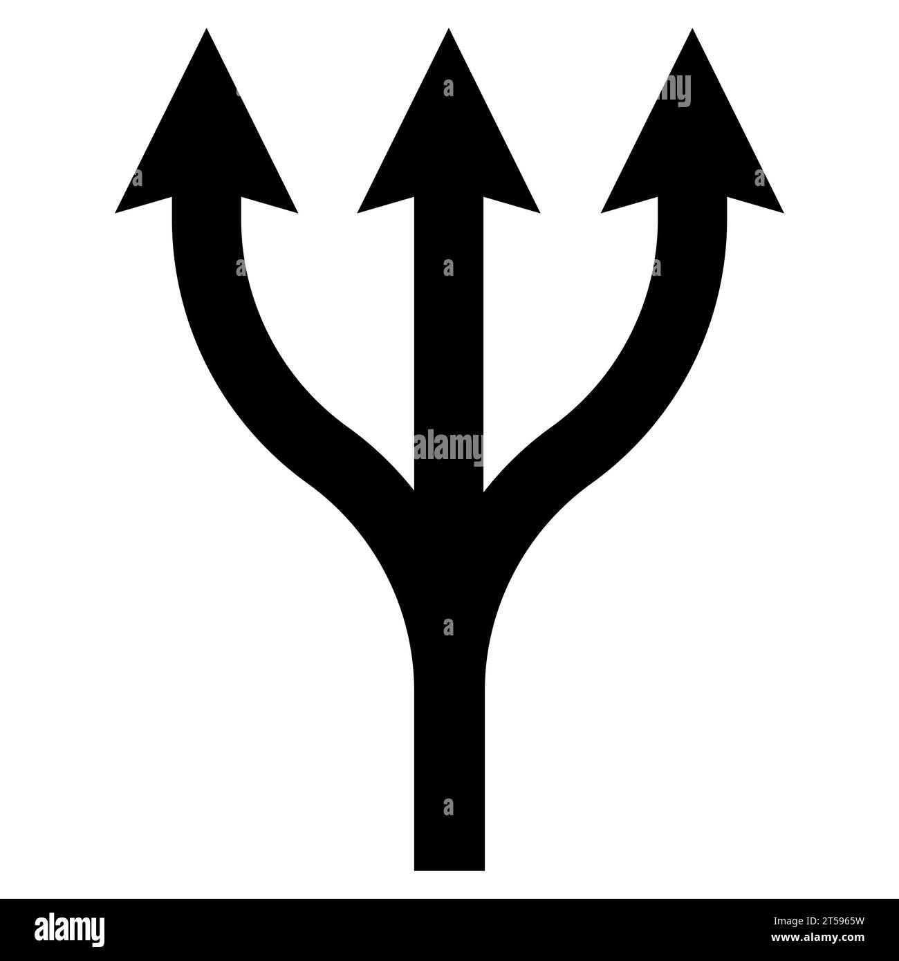 Triple path icon, triple arrow from one, Neptune trident Stock Vector