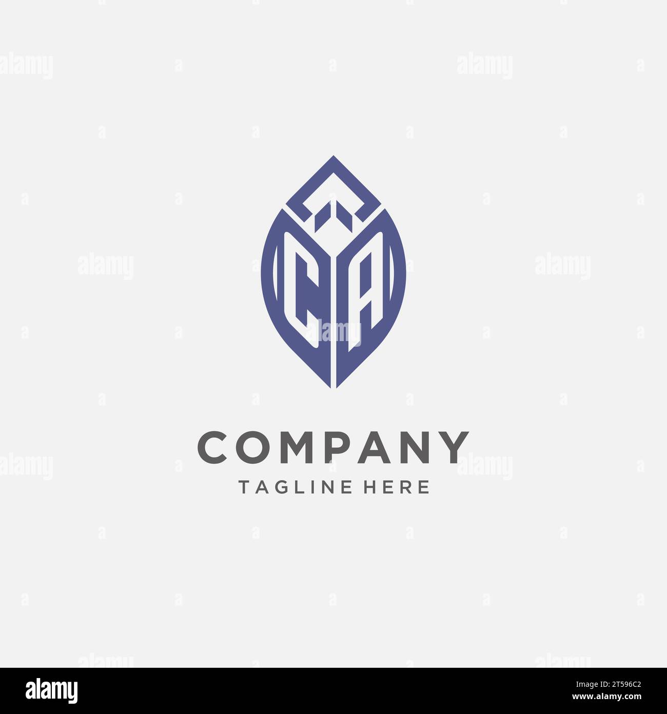 CA logo with leaf shape, clean and modern monogram initial logo design vector graphic Stock Vector