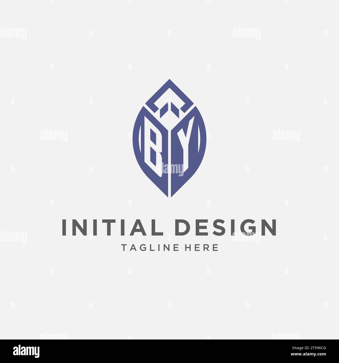 BY logo with leaf shape, clean and modern monogram initial logo design vector graphic Stock Vector