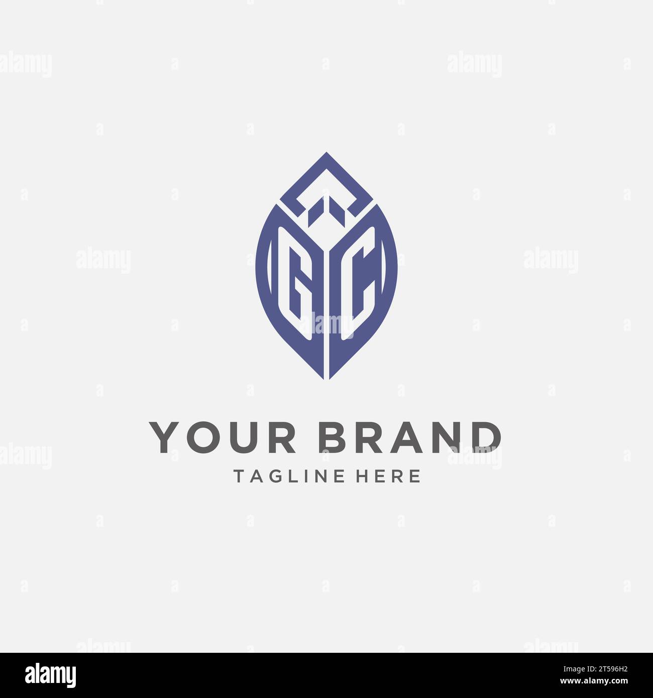 GC logo with leaf shape, clean and modern monogram initial logo design vector graphic Stock Vector