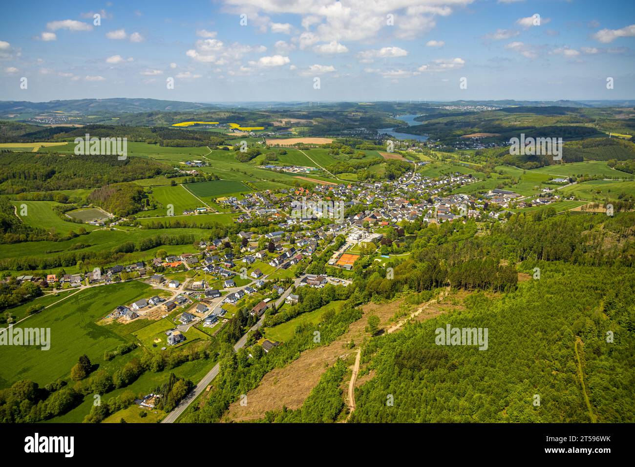 Hilly landscape and view of allendorf hires stock photography and