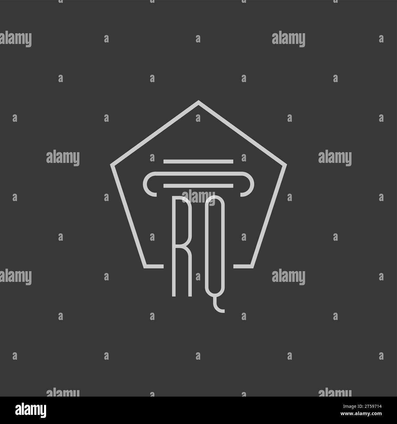 initial monogram RQ with monoline pillar logo design ideas Stock Vector ...