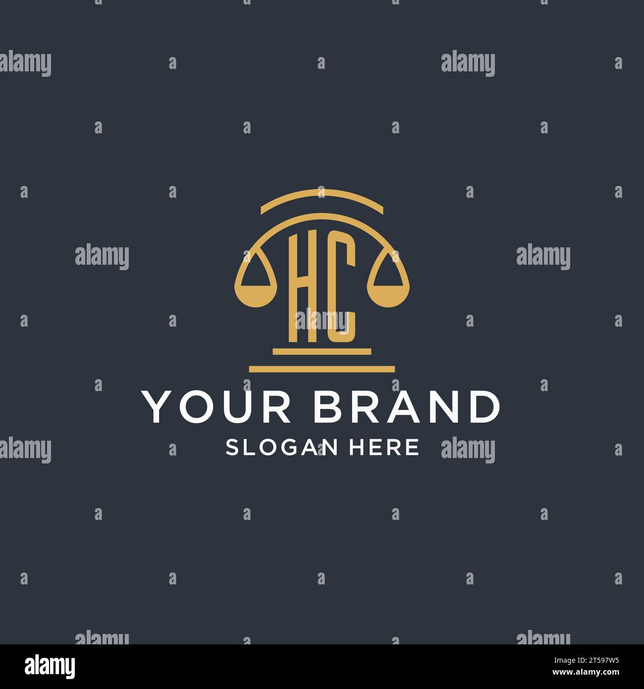 HC initial with scale of justice logo design template, luxury law and ...