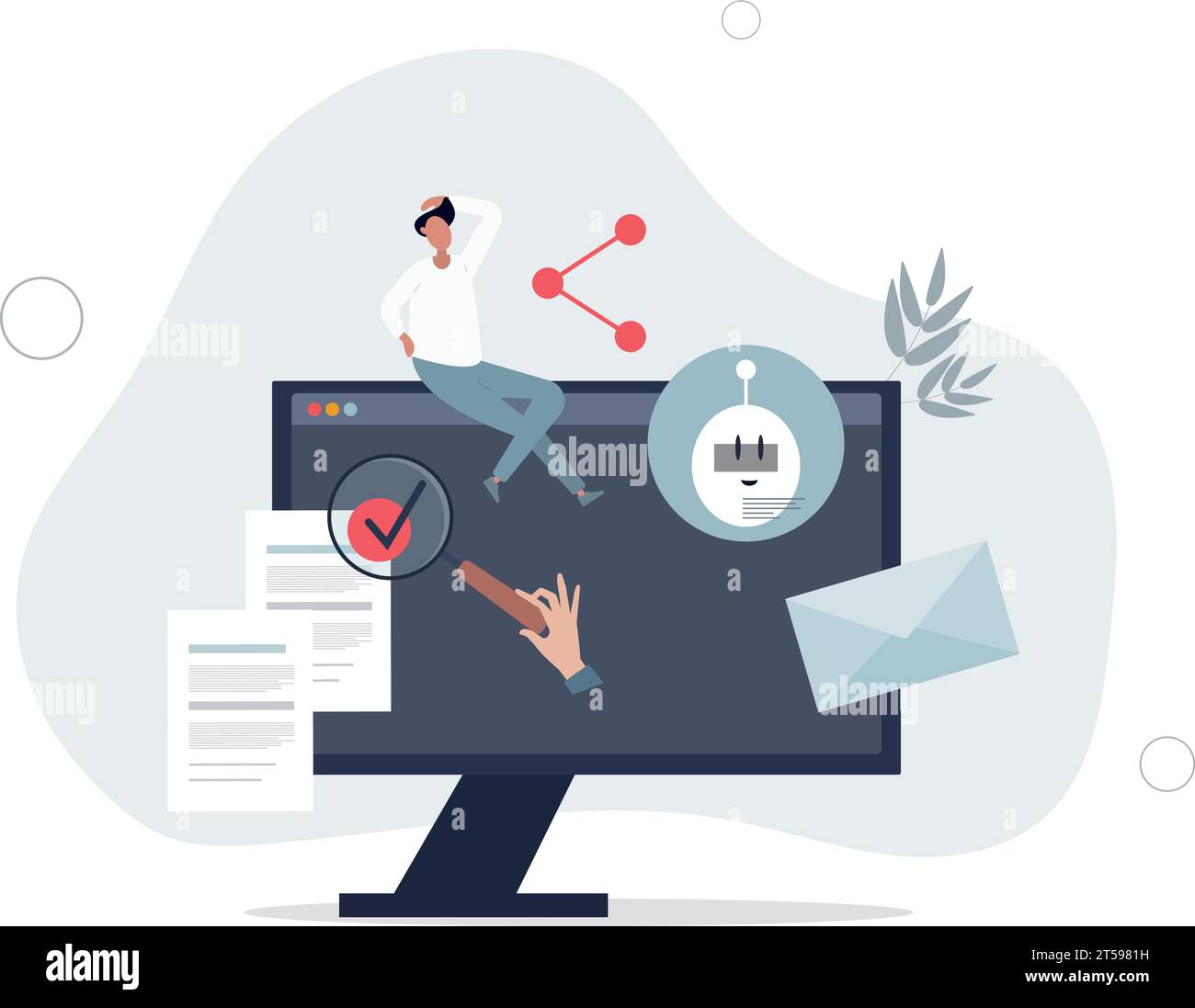 AI generated content with creative text generation.Artificial intelligence creation with automatic machine work . Stock Vector