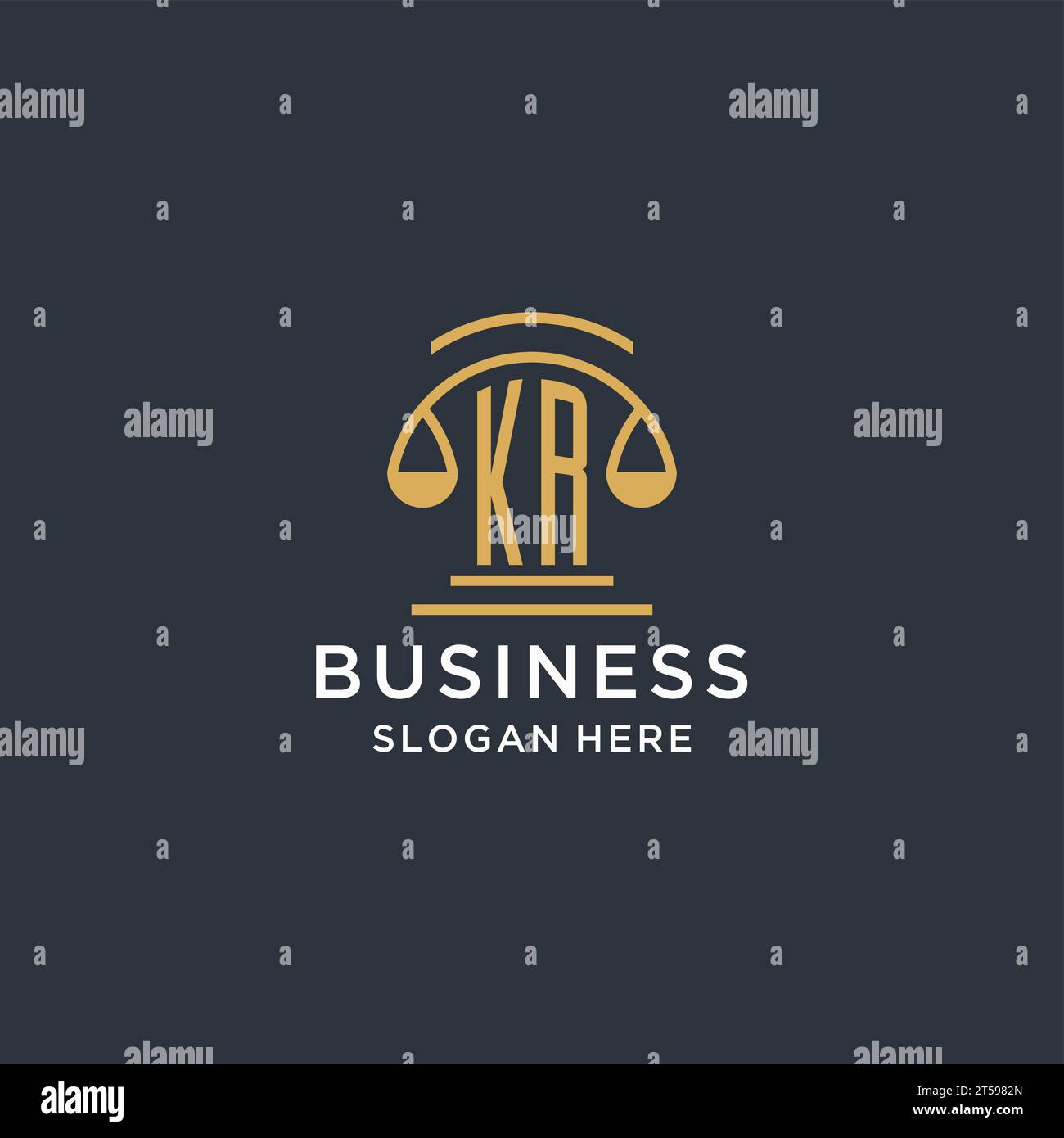 KR initial with scale of justice logo design template, luxury law and ...