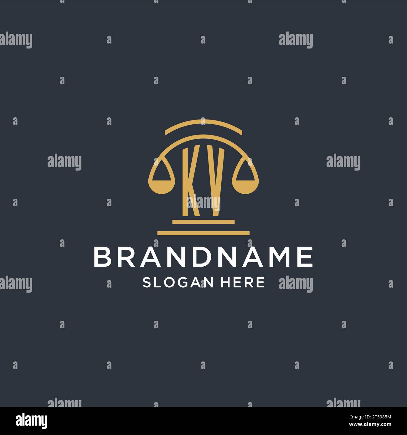 KV initial with scale of justice logo design template, luxury law and ...