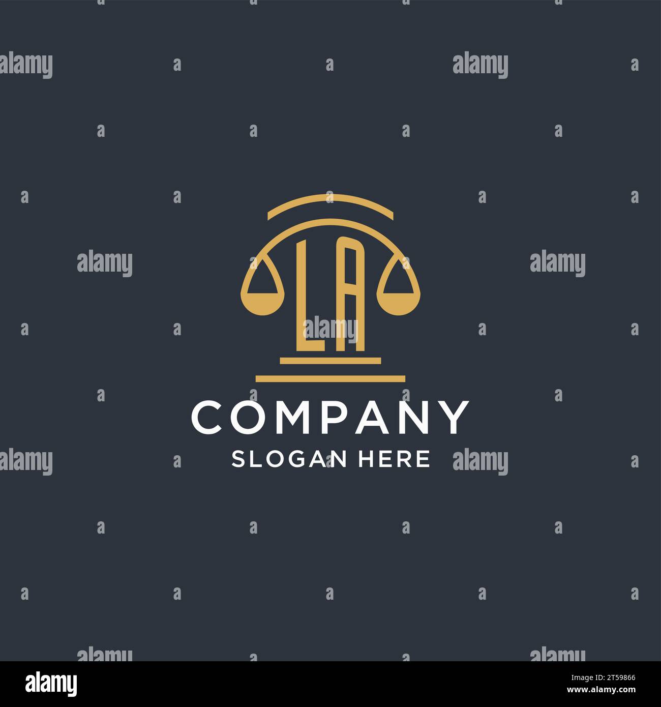 LA initial with scale of justice logo design template, luxury law and ...