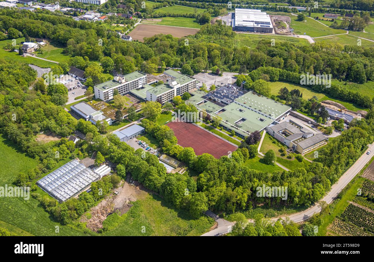 Aerial view, Volmarstein Vocational Training Center, Werner-Richard-Berufskolleg, Grundschöttel, Wetter, Ruhr area, North Rhine-Westphalia, Germany, V Stock Photo