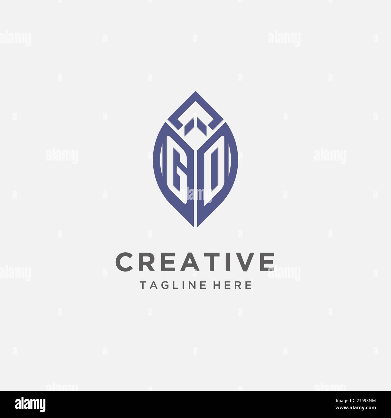 GD logo with leaf shape, clean and modern monogram initial logo design vector graphic Stock Vector