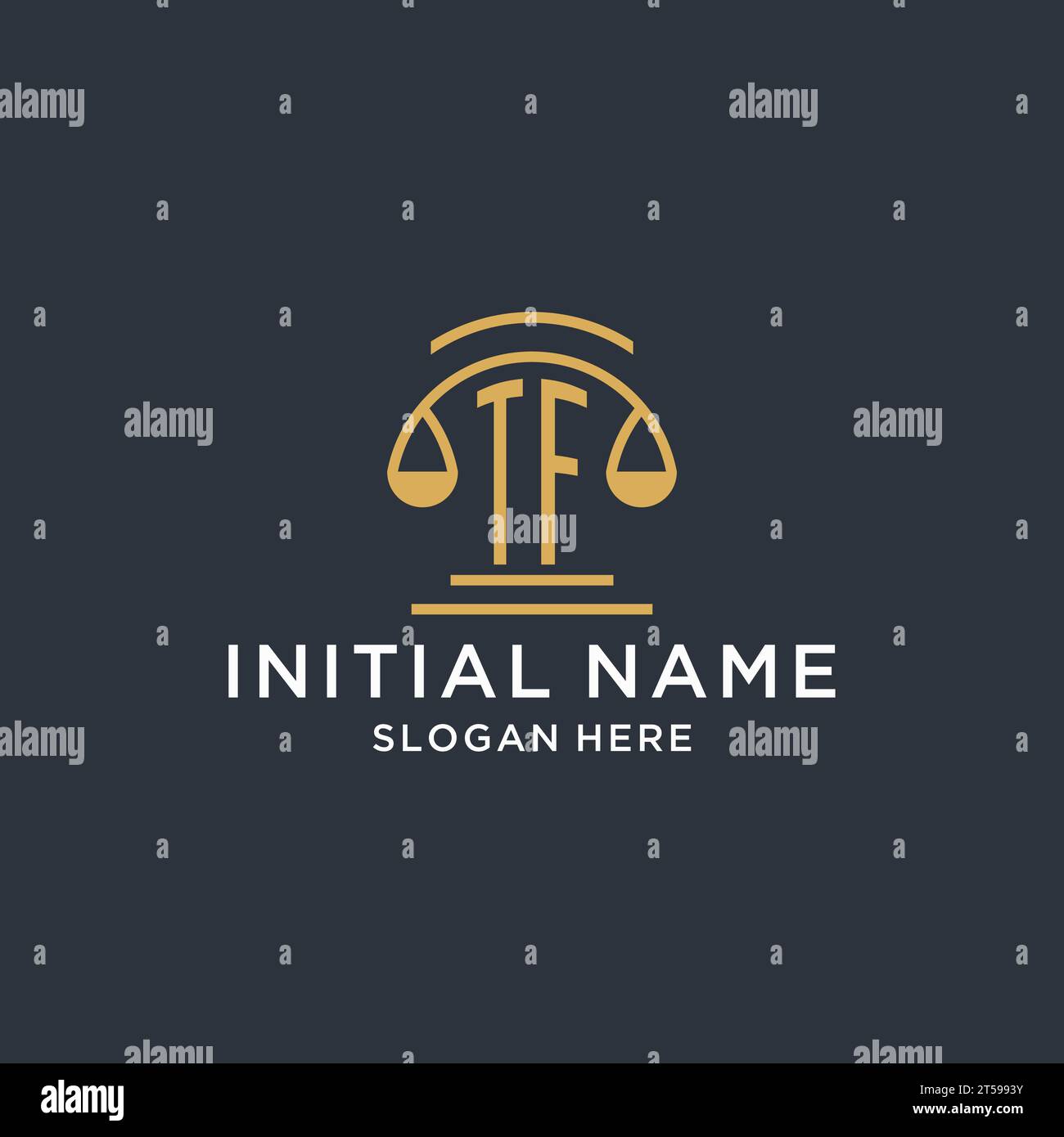 TF initial with scale of justice logo design template, luxury law and ...