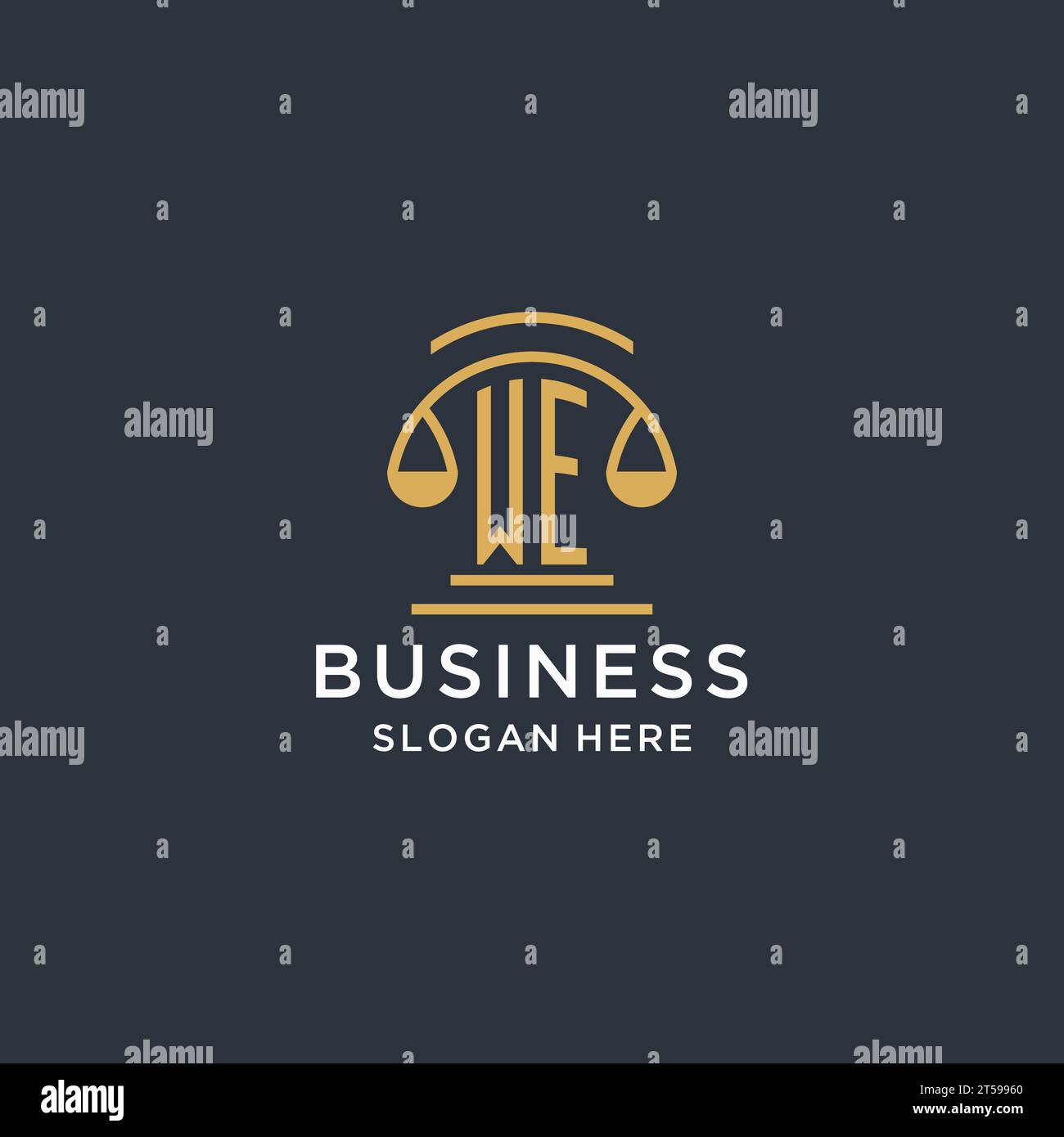 WE initial with scale of justice logo design template, luxury law and ...