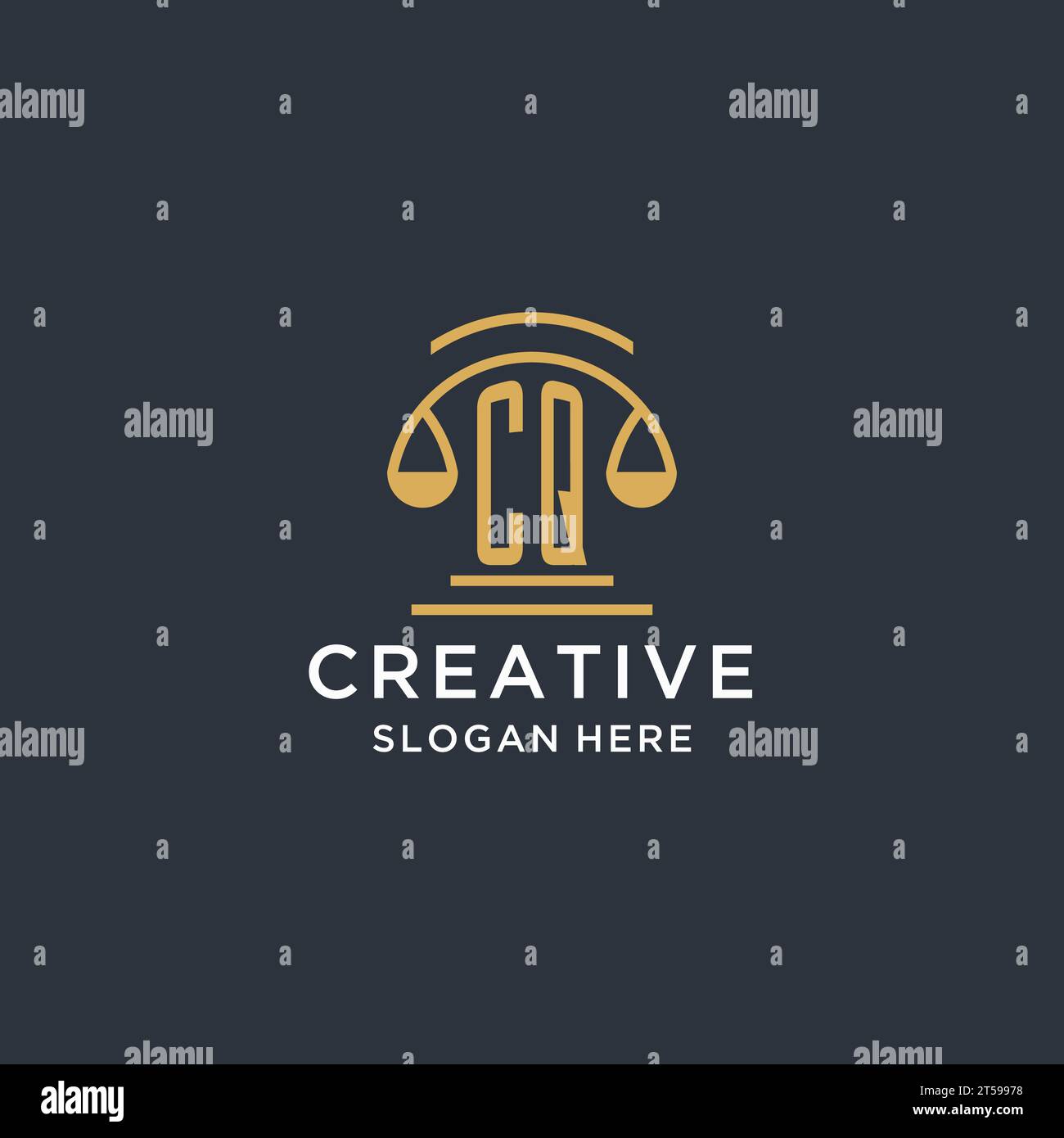 CQ initial with scale of justice logo design template, luxury law and ...