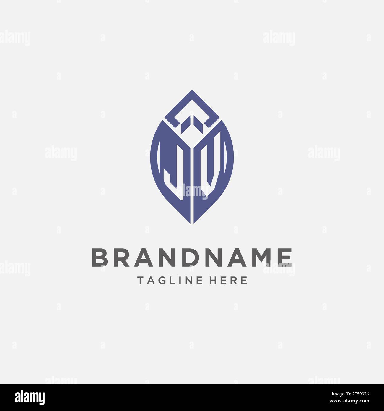 JV logo with leaf shape, clean and modern monogram initial logo design vector graphic Stock Vector