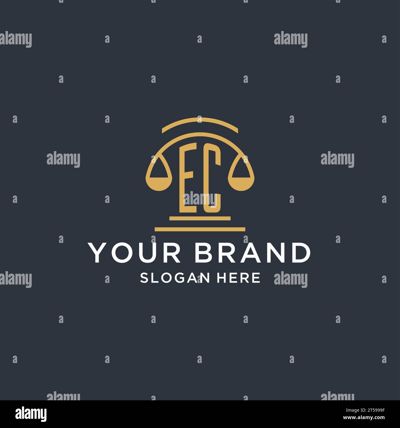 EC initial with scale of justice logo design template, luxury law and ...