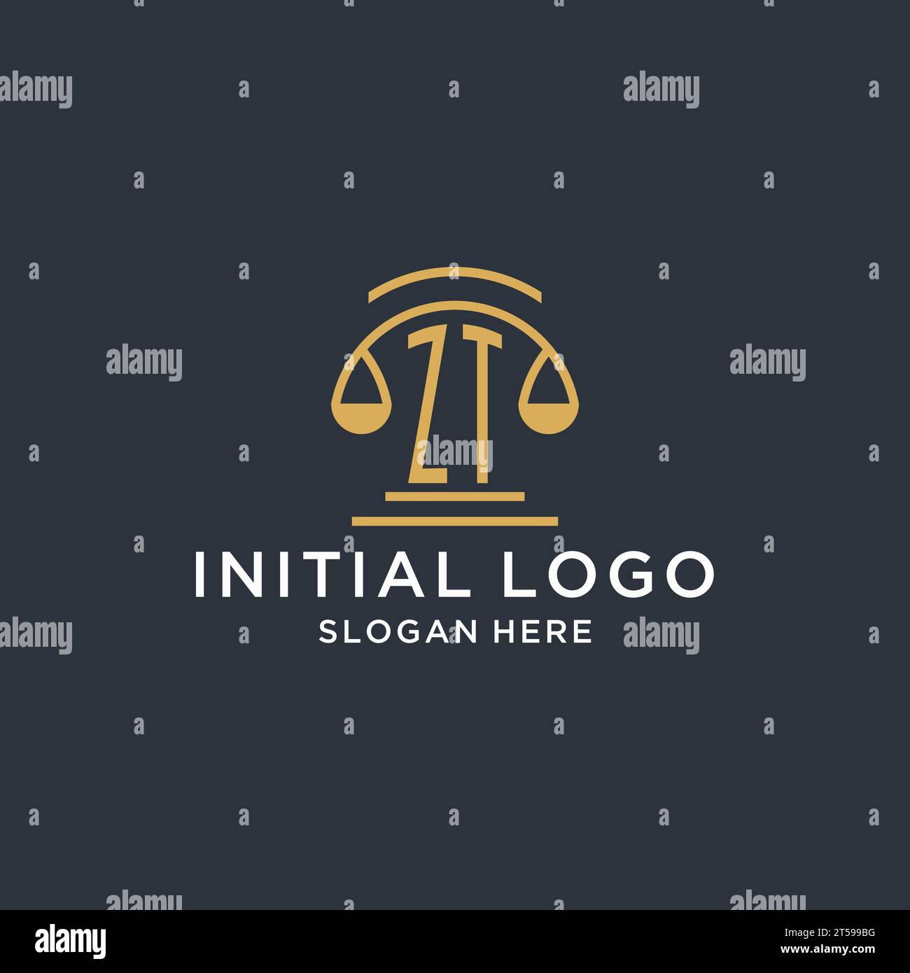 ZT initial with scale of justice logo design template, luxury law and ...