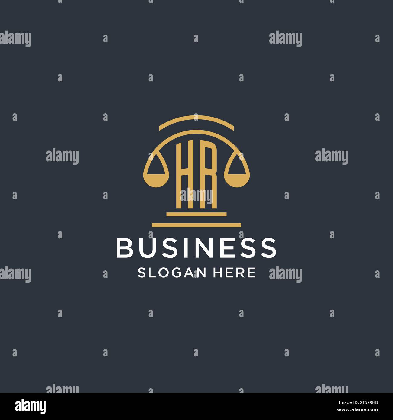 HR initial with scale of justice logo design template, luxury law and ...