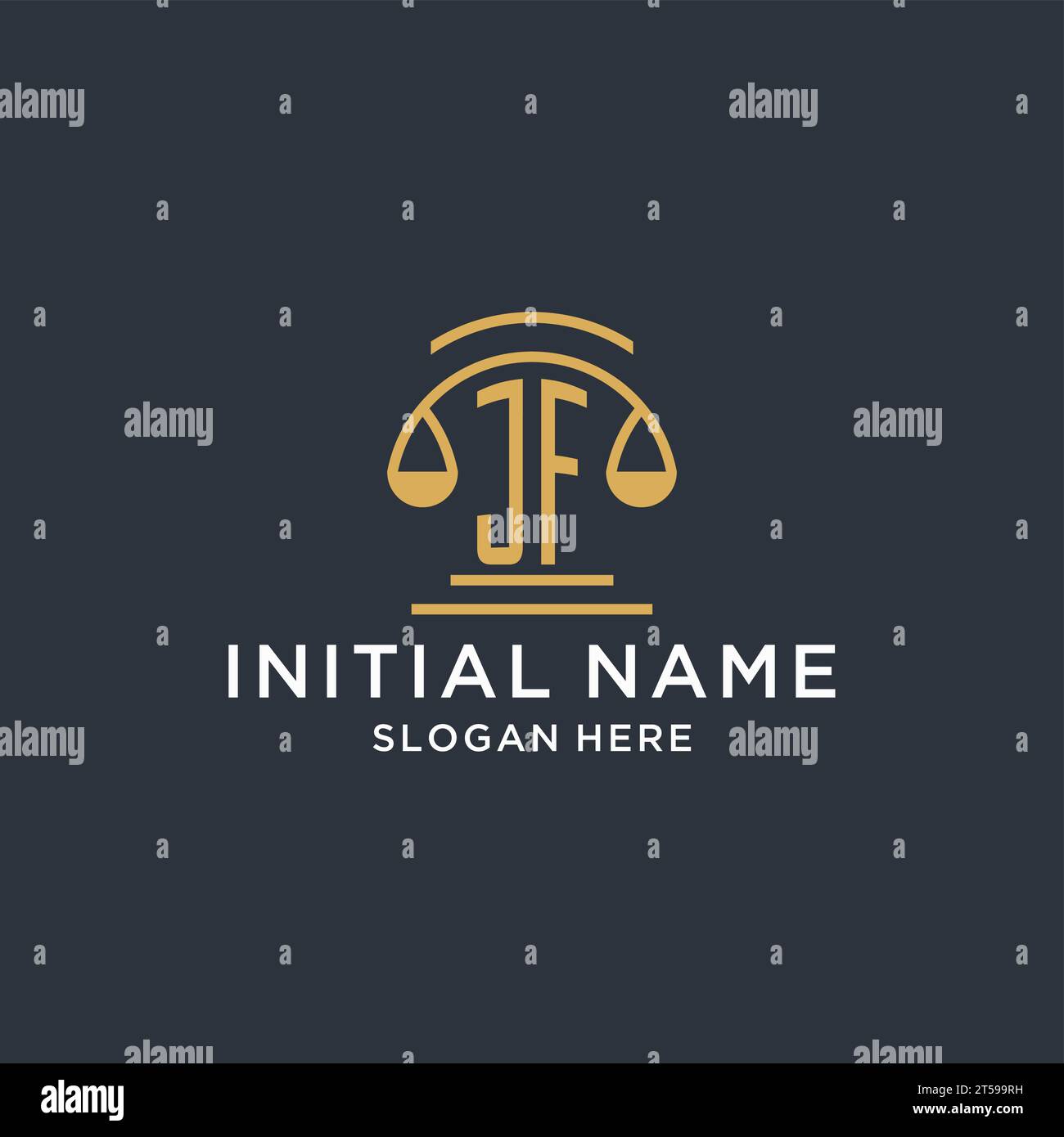 JF initial with scale of justice logo design template, luxury law and ...