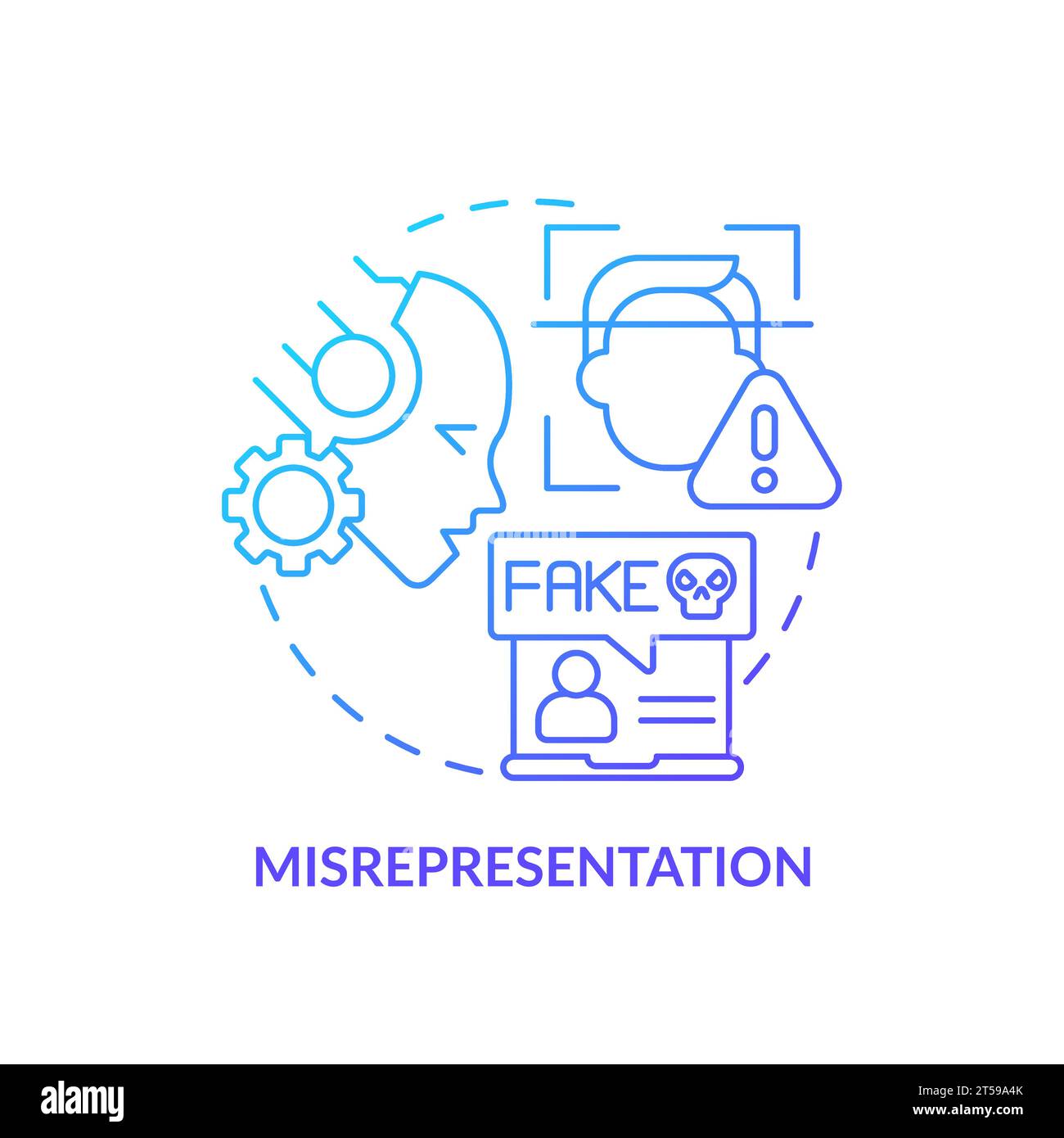 Thin line gradient icon misrepresentation concept Stock Vector