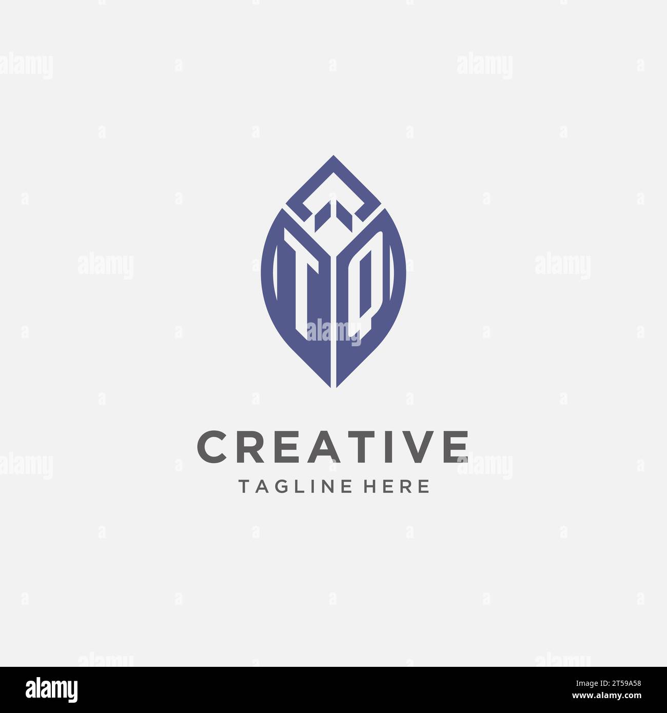 TQ logo with leaf shape, clean and modern monogram initial logo design ...