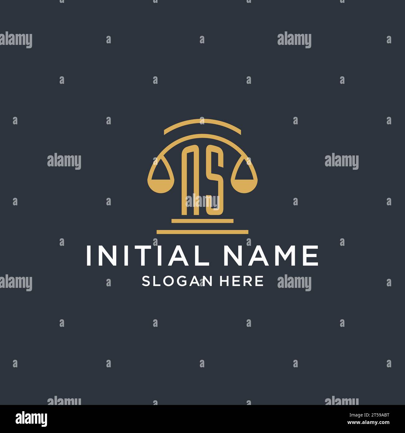 NS initial with scale of justice logo design template, luxury law and ...